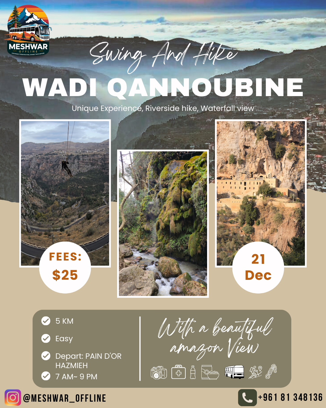 Wadi Qannoubine Swing - 21 December 2025 - Easy