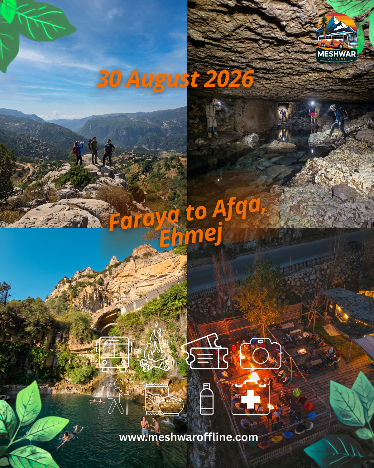 Faraya to Afqa- 4 in 1 -30 August 2026- Moderate