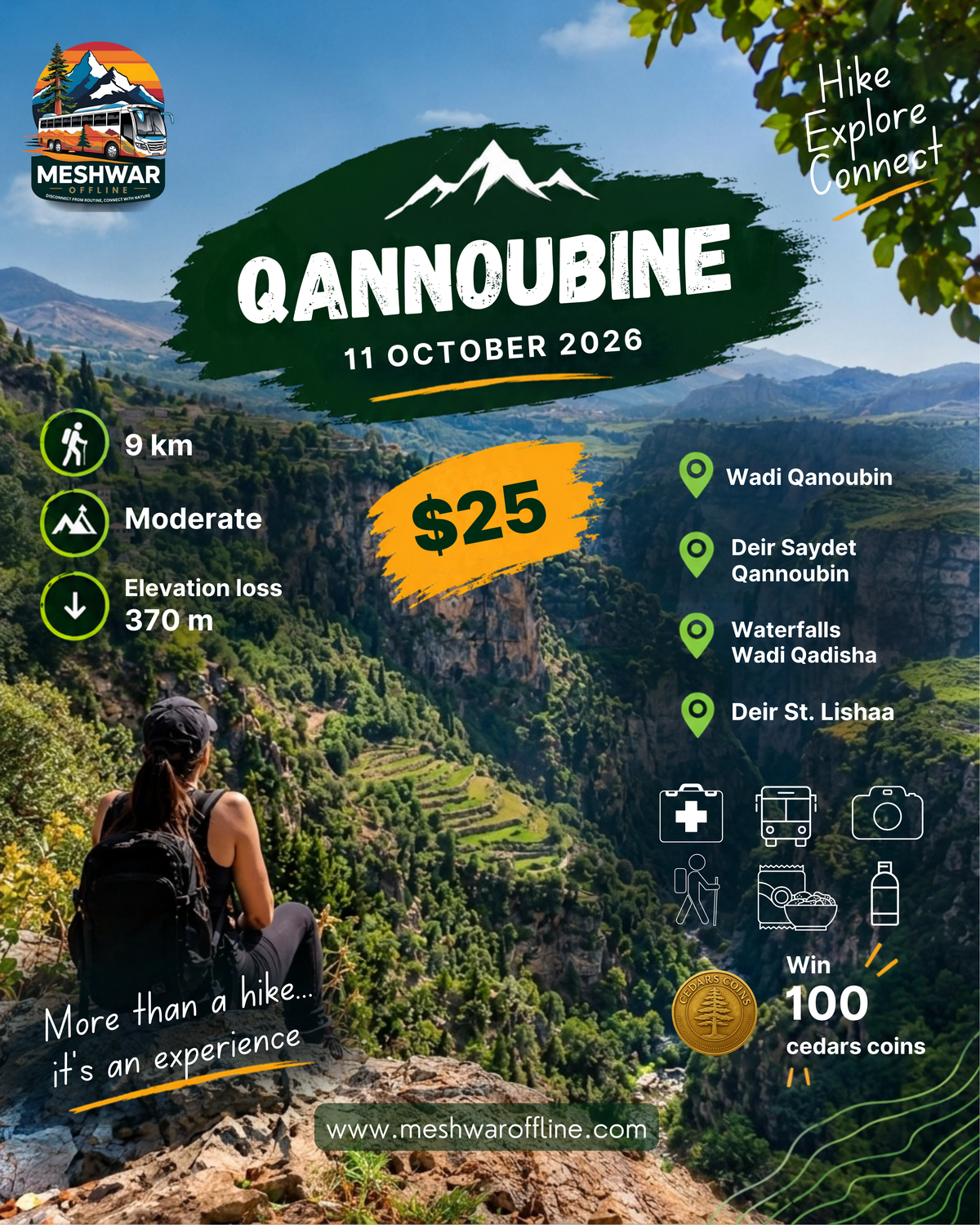 Wadi Qannoubine-11 October 2026- Moderate