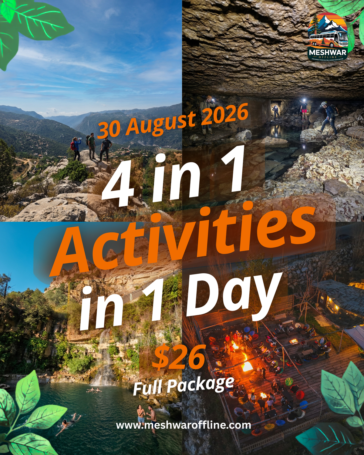 Faraya to Afqa- 4 in 1 -30 August 2026- Moderate